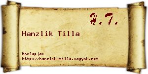Hanzlik Tilla névjegykártya